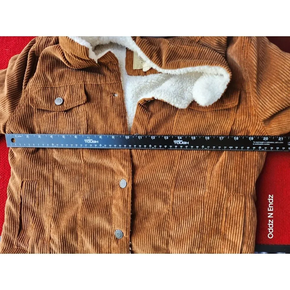 Ashley Girls Corduroy Sherpa-Lined Jacket Large Brown‎ Cozy Button Up